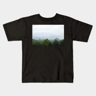 Misty Day over the Glasshouse Mountains Kids T-Shirt